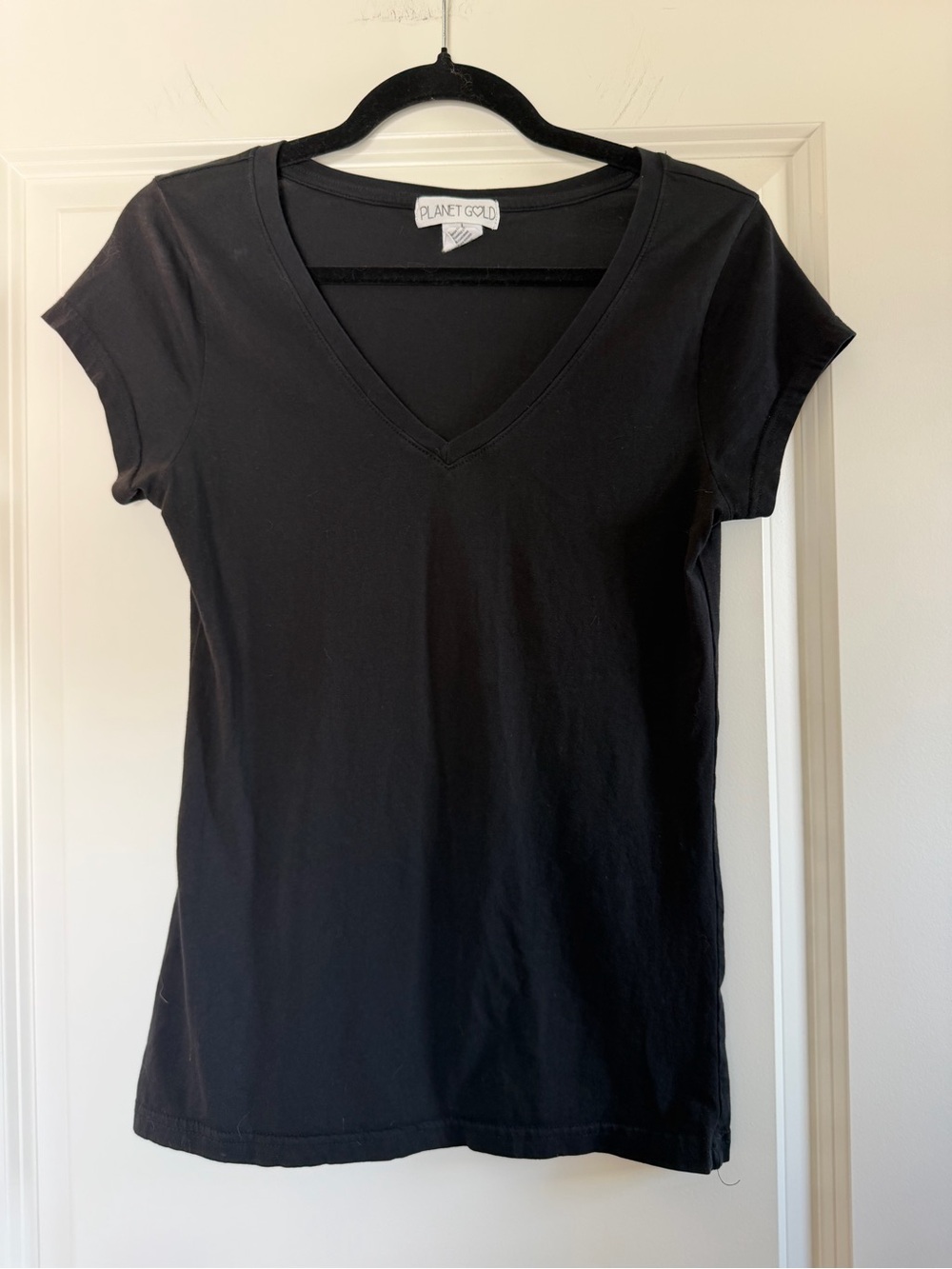 Planet Gold Black V-Neck Short Sleeve Tee